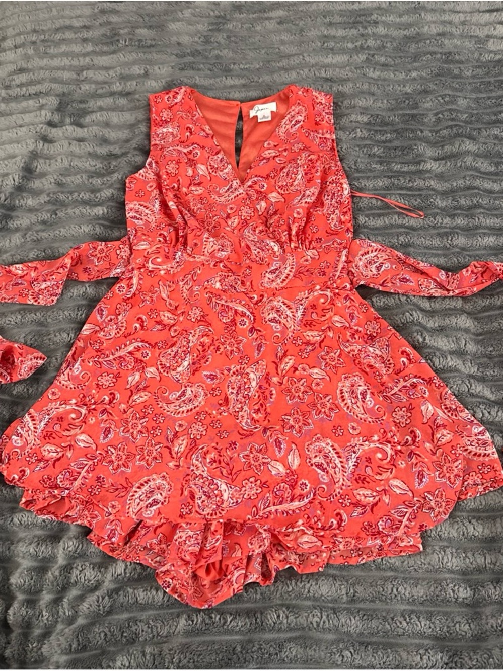 Japna Coral Paisley Sleeveless Wrap Dress